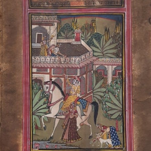 Vintage Mughal Emperor Miniature Painting: Indian Royal Art