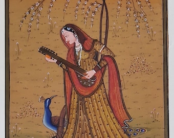 Vintage Old Ethnic Traditional Indian Miniature Folk Art Painting