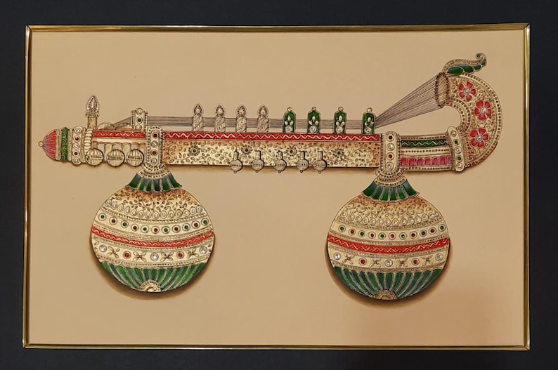 Hand Painted Veena Art: Indian Musical Instrument Painting Set - Etsy