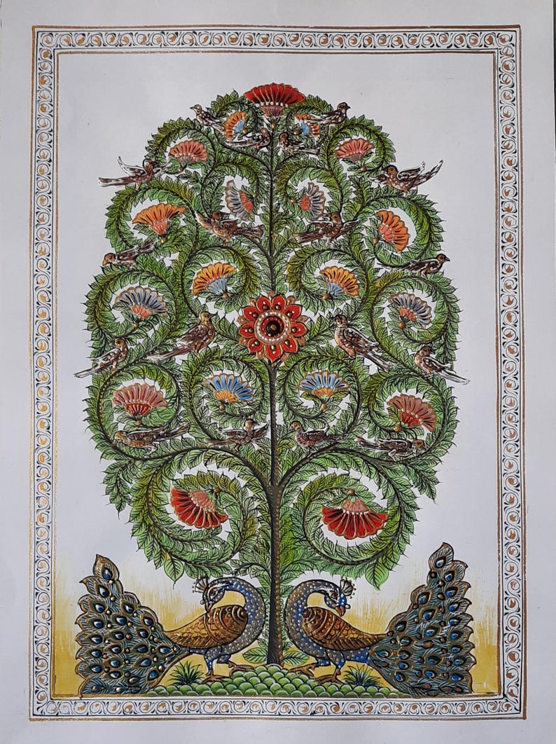 Hand Painted Tree of Life Pichwai Painting Series on Paper Sheet ...