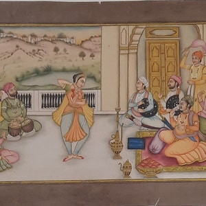 Vintage Mughal King Darbar Painting: Antique Persian Miniature Art