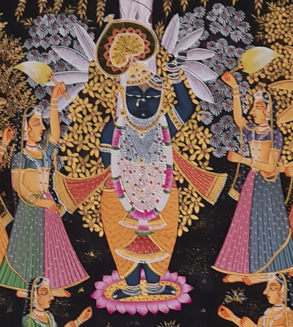 Lord Shrinathji Pichwai Painting: Traditional Krishna Art
