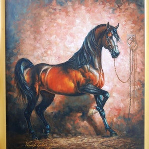 Large Horse Oil Painting on Canvas: Hand-Painted Living Room Wall Art