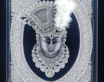 Shrinathji Tanjore Art: Embossed 3D Painting with Swarovski Studs