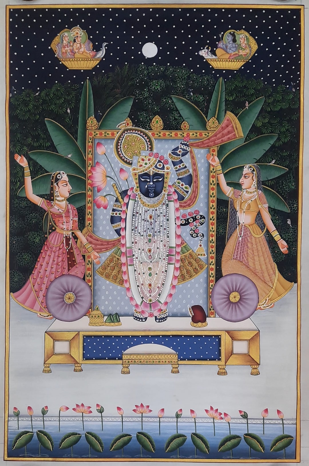 ☆ちゃと☆アウガルテン シロノワズリ Handpainted 貴重 Dancing Shrinathji Picchwai Painting