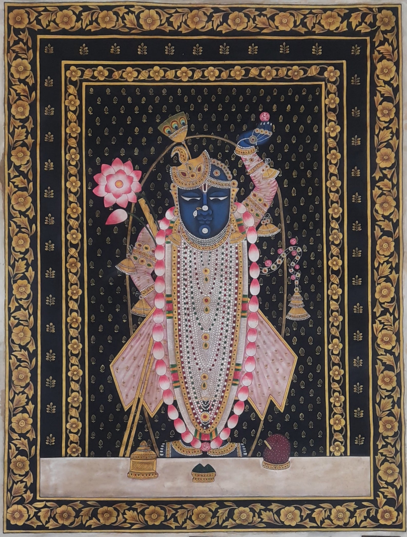 Lord Shrinathji Antique Pichwai Painting, Shrinathji Painting