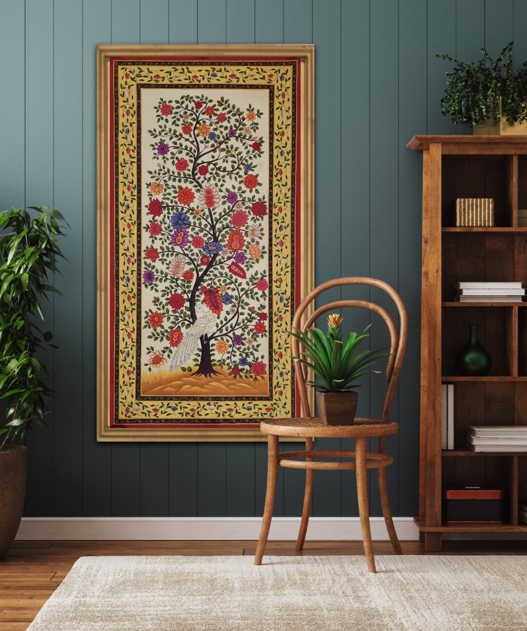 Hand Painted Tree of Life Pichwai Art – Indian Cloth Painting - Etsy