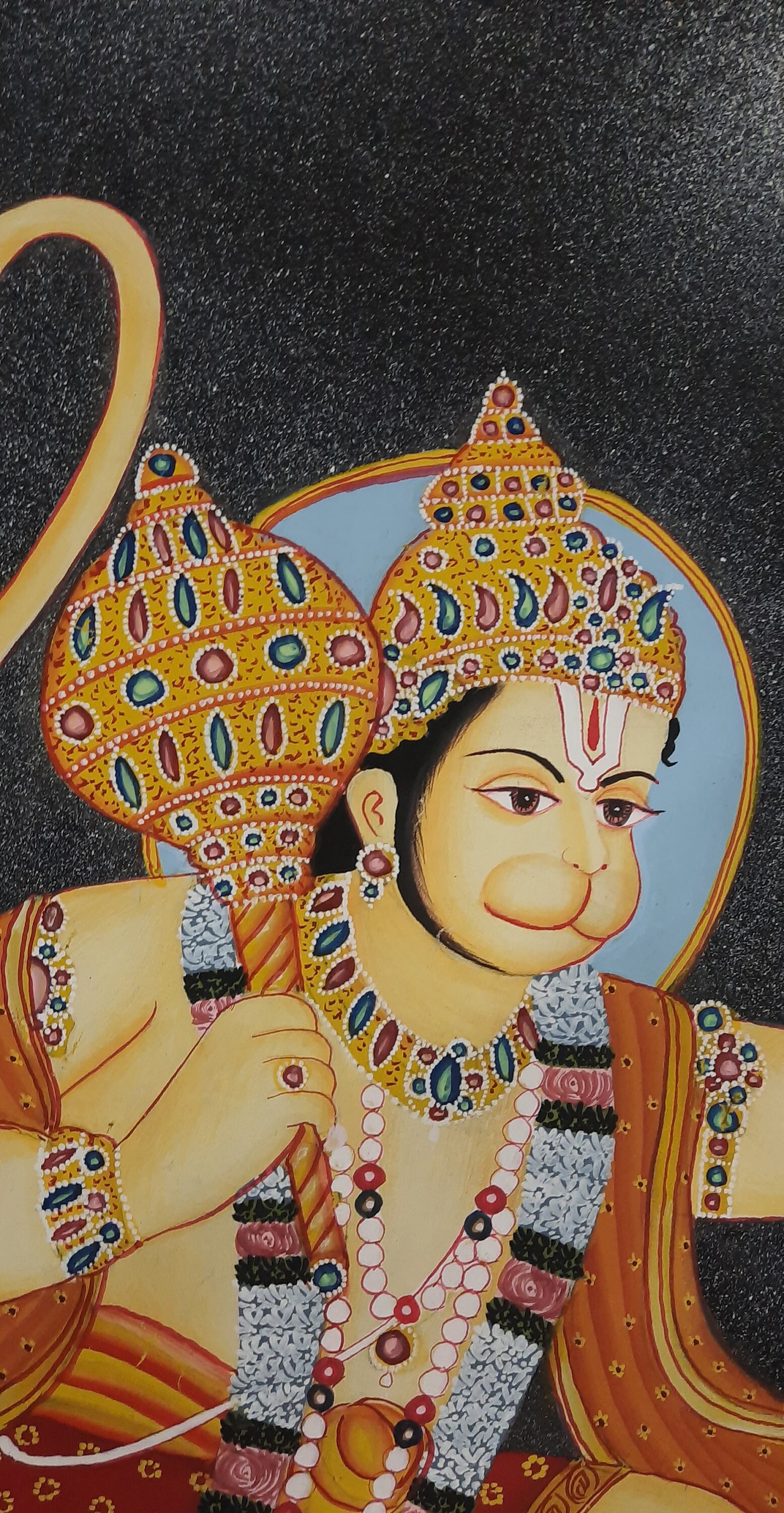Lord Hanuman Painting Handmade Religious Art On Cloth 17x28 Inch Etsy