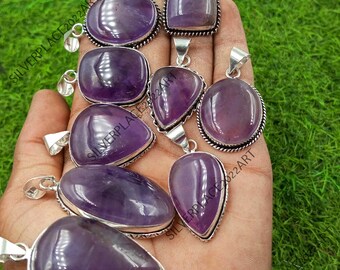 Natural Purple Amethyst Gemstone Pendant Wholesale Lot 925 Sterling Silver Pendant Handmade Pendant Vintage Jewelry Women's Gift Pendant...