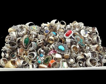 Fabulous Multi & Mixed Gemstone Wholesale Ring Lot 925 Sterling Silver Jewelry, Halloween Partywear Jewelry Valentine's Day Gift