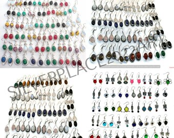 Labradorite & Multi Mixed Gemstone Wholesale Earring, 925 Sterling Silver Earring, Handmade Jewelry - Anniversary Gift, Women's Earring....