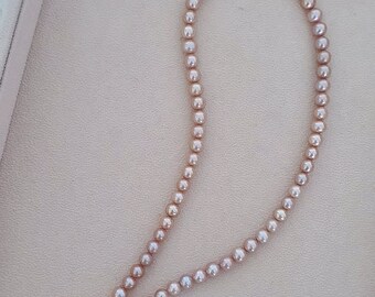 Metallic Rose Pink Freshwater Pearl Necklace with Butterfly Charm