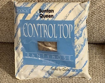 Vintage Grace Suntan Control Top Pantyhose **Queen Size** (New In Package)