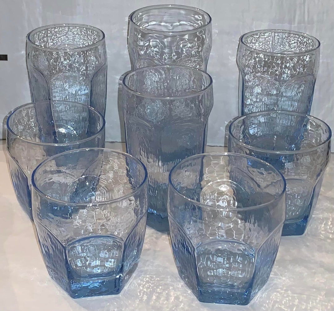 Vintage Libby Chivalry Paneled Blue Tint Drinking Glasses set of 8 - Etsy