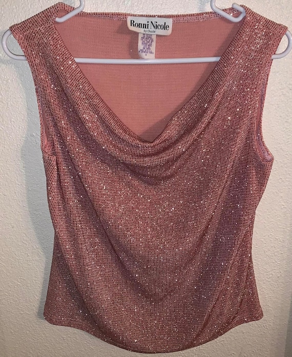 VTG Ronni Nicole By Ouida Pink / Peach Glittery S… - image 1