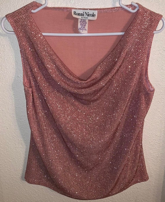 VTG Ronni Nicole By Ouida Pink / Peach Glittery S… - image 1