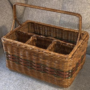 VTG Divided 4 Sections Utensil Organizer Picnic Basket w/ Fixed Handle