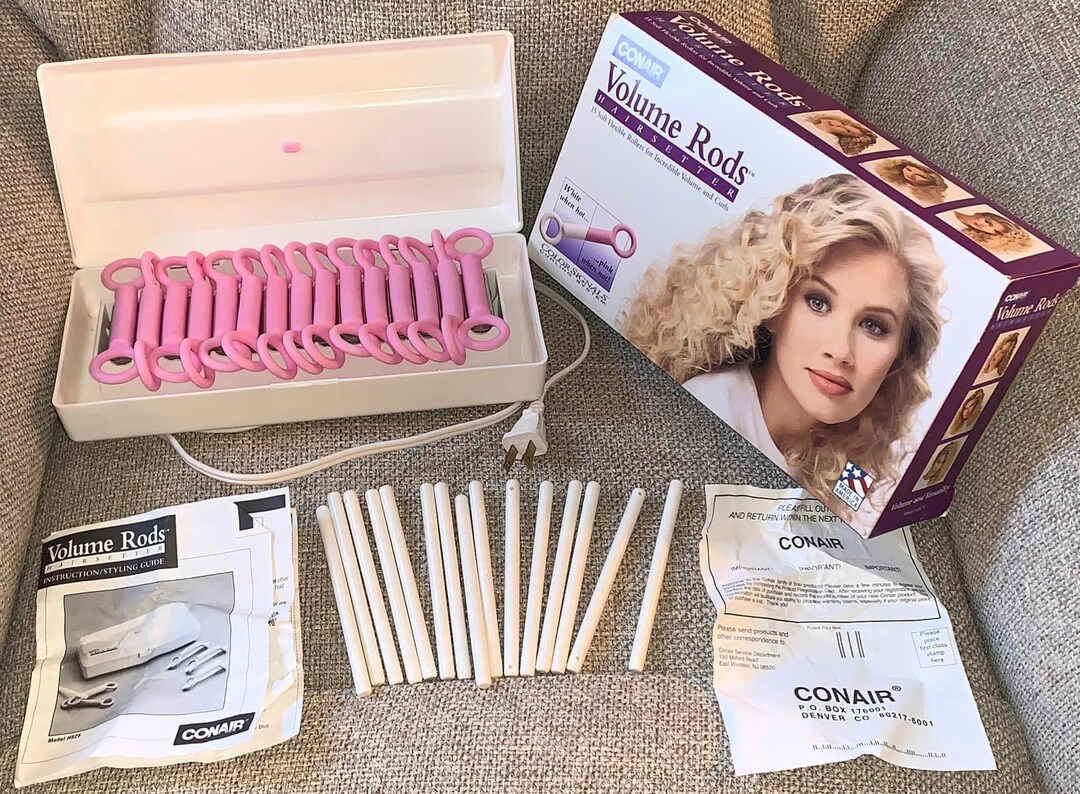 Stying Rod VTG CONAIR Volume Rods, Hairsetter, 15 Heated Soft Rollers Styling Rods ...