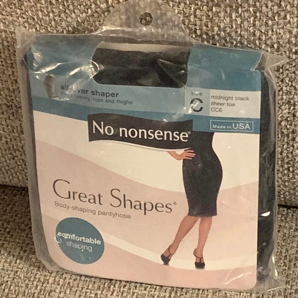 Vintage No Nonsense Black Sheer Toe Pantyhose **Size C** (New In Package)