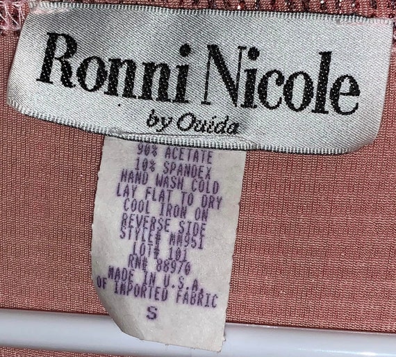 VTG Ronni Nicole By Ouida Pink / Peach Glittery S… - image 3