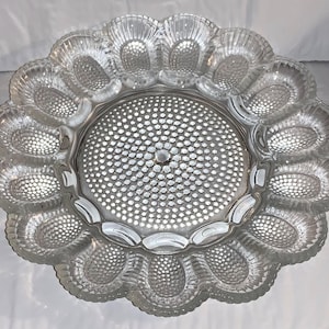 Vintage Indiana Clear Hobnail Glass 11&quot; Deviled Egg Serving Dish Plate