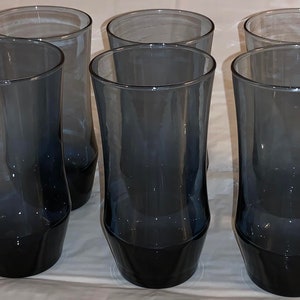 Vintage Libbey Glasses Dusky Apollo Blue (Set of 6) Glass Tumblers 6" tall #1