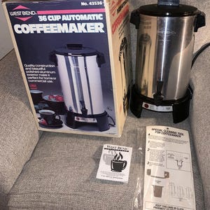 Vintage West Bend Commercial Automatic 36 Cups Aluminum Coffee Maker (No. 43536)