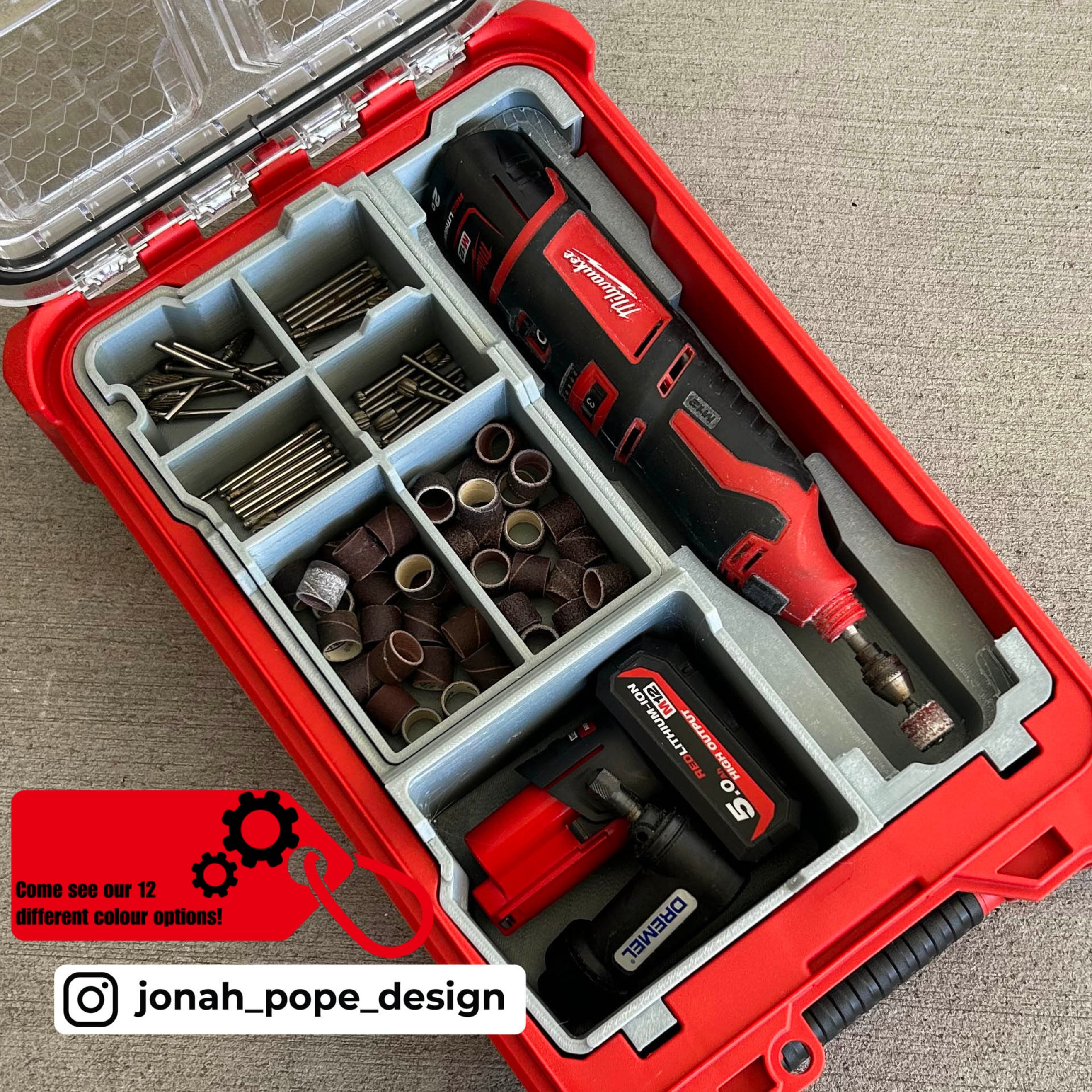 Jonah Pope M12 Dremel Insert milwaukee Packout Compact Organizer Service Van Organizer Efficient Dremel Storage Custom Packout Insert Etsy