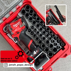 Jonah Pope M12 FUEL 3/8 Impact Insert for Milwaukee Packout, Service Van Organizer, Tool Organization, Custom Packout Insert (48-22-8435)