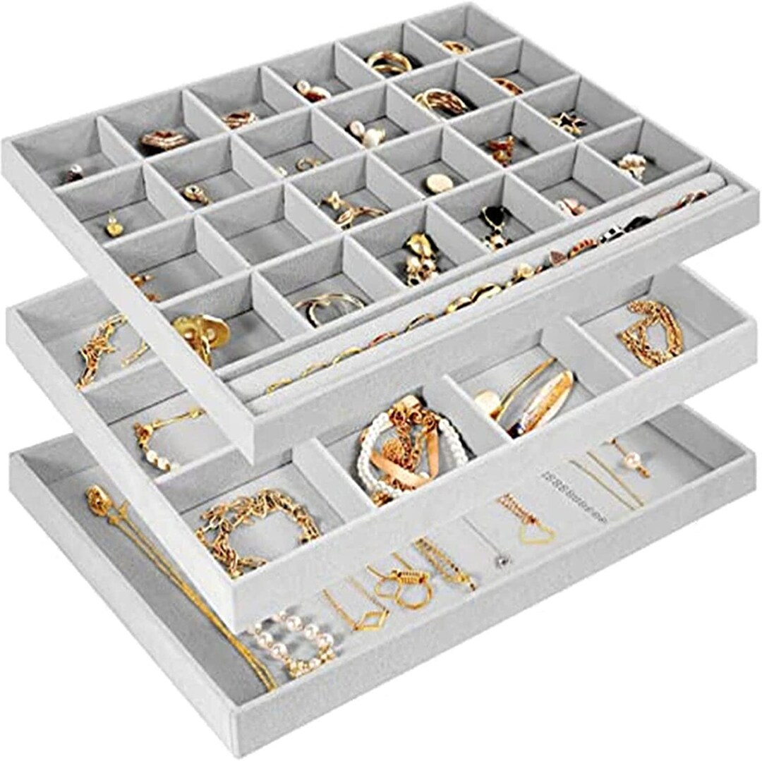 Stackable Jewelry Trays Organizer Jewellery Drawer Insert Divider Jewel