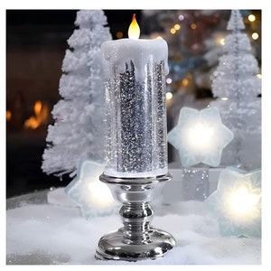 LED Christmas Candles, seven Colors Automatic Changing Candle Lights, USB Rechargeable Waterproof Swirling Glitter Flameless Candles