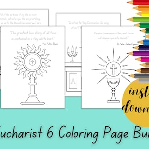 Adoration Colouring Page Bundle for Kids | Eucharist, Blessed Sacrament, First Communion, Catholic - Instant Download
