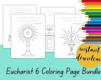 Adoration Colouring Page Bundle for Kids | Eucharist, Blessed Sacrament, First Communion, Catholic - Instant Download