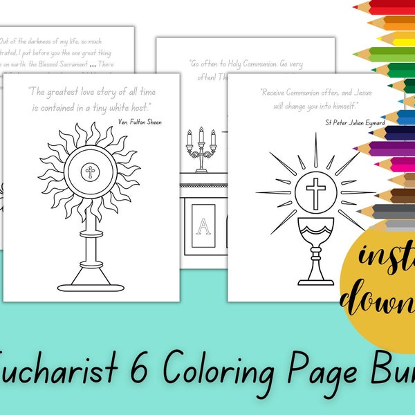 Adoration Colouring Page Bundle for Kids | Eucharist, Blessed Sacrament, First Communion, Catholic - Instant Download