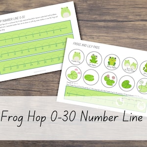 Kindergarten Grade 1 Math 0-30 Number Line Frogs and Lily Pads Theme