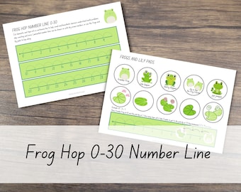 Kindergarten Grade 1 Math 0-30 Number Line Frogs and Lily Pads Theme