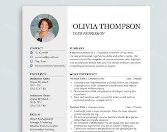 Modello di curriculum creativo / Modello di CV professionale / Modello di CV Word / Lettera di presentazione / Curriculum con foto / Modello di curriculum CV