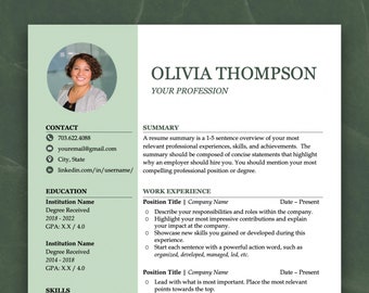 Plantilla de CV creativo/Plantilla de CV profesional/Plantilla de CV Word/Carta de presentación/Cv con foto/Plantilla de CV