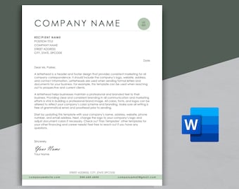 Letterhead Template | Modern and Professional Letterhead | Microsoft Word | Small Business Marketing & Branding | Customizable and Printable