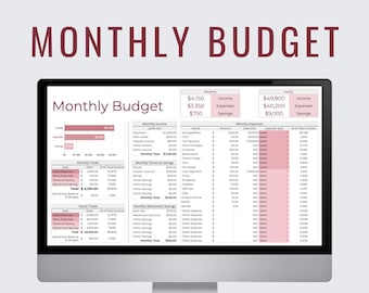 Monthly Budget Spreadsheet Template | Financial Planner | Paycheck Budgeting | Spending Tracker | Finance Tracker | Google Sheets