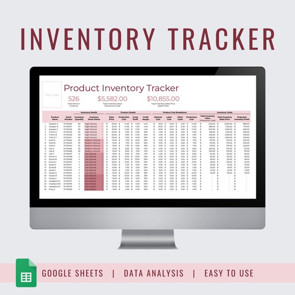 Salon Inventory Spreadsheet Etsy