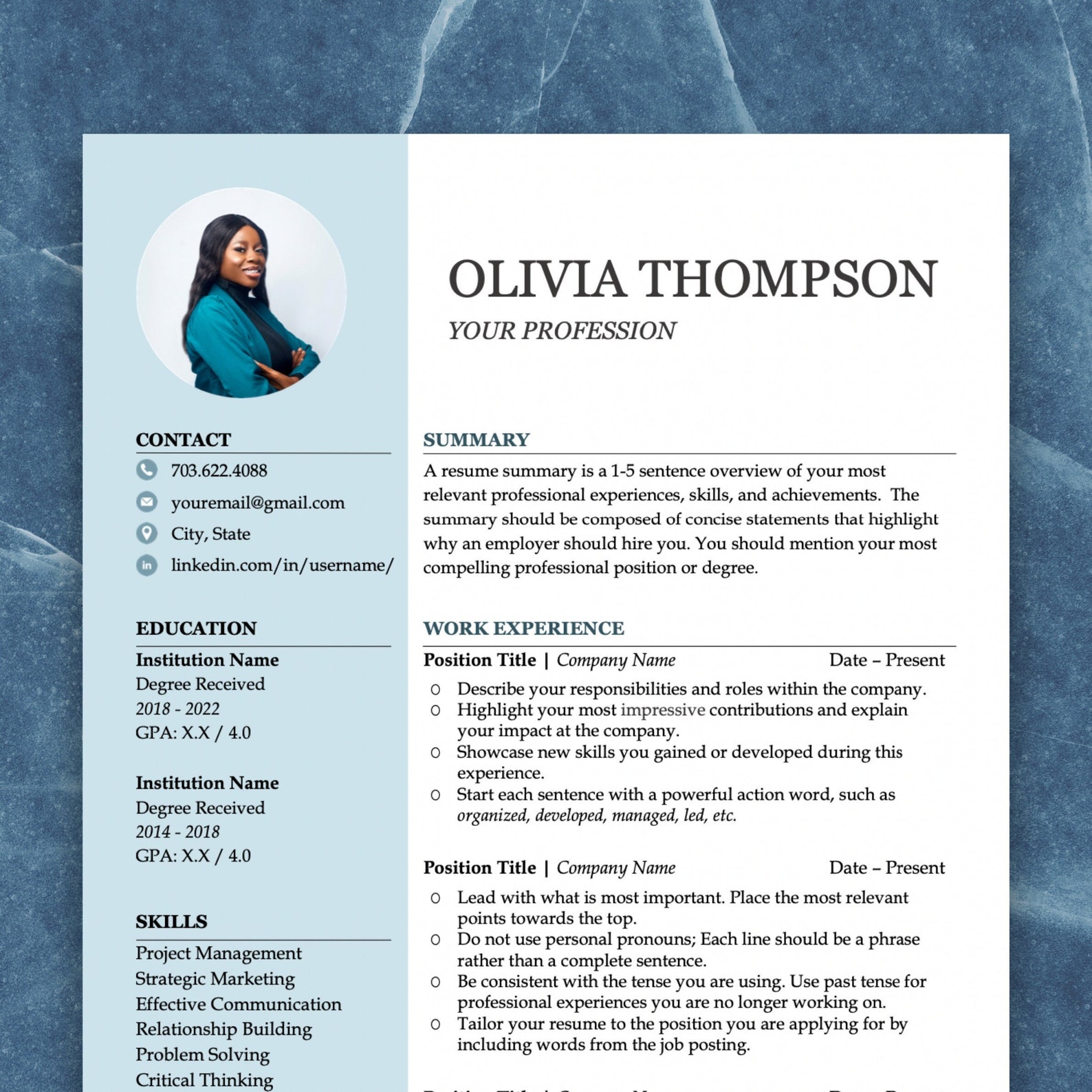 Creative Resume Template CV Template Professional CV Template Word ...