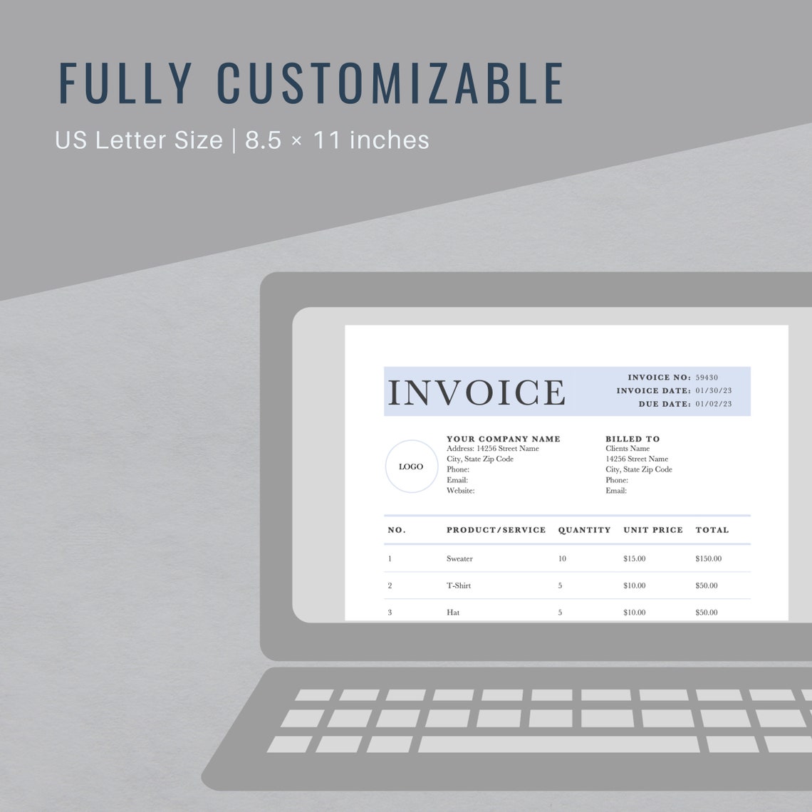 Invoice Template | Modern and Professional Invoice | Microsoft WORD and ...