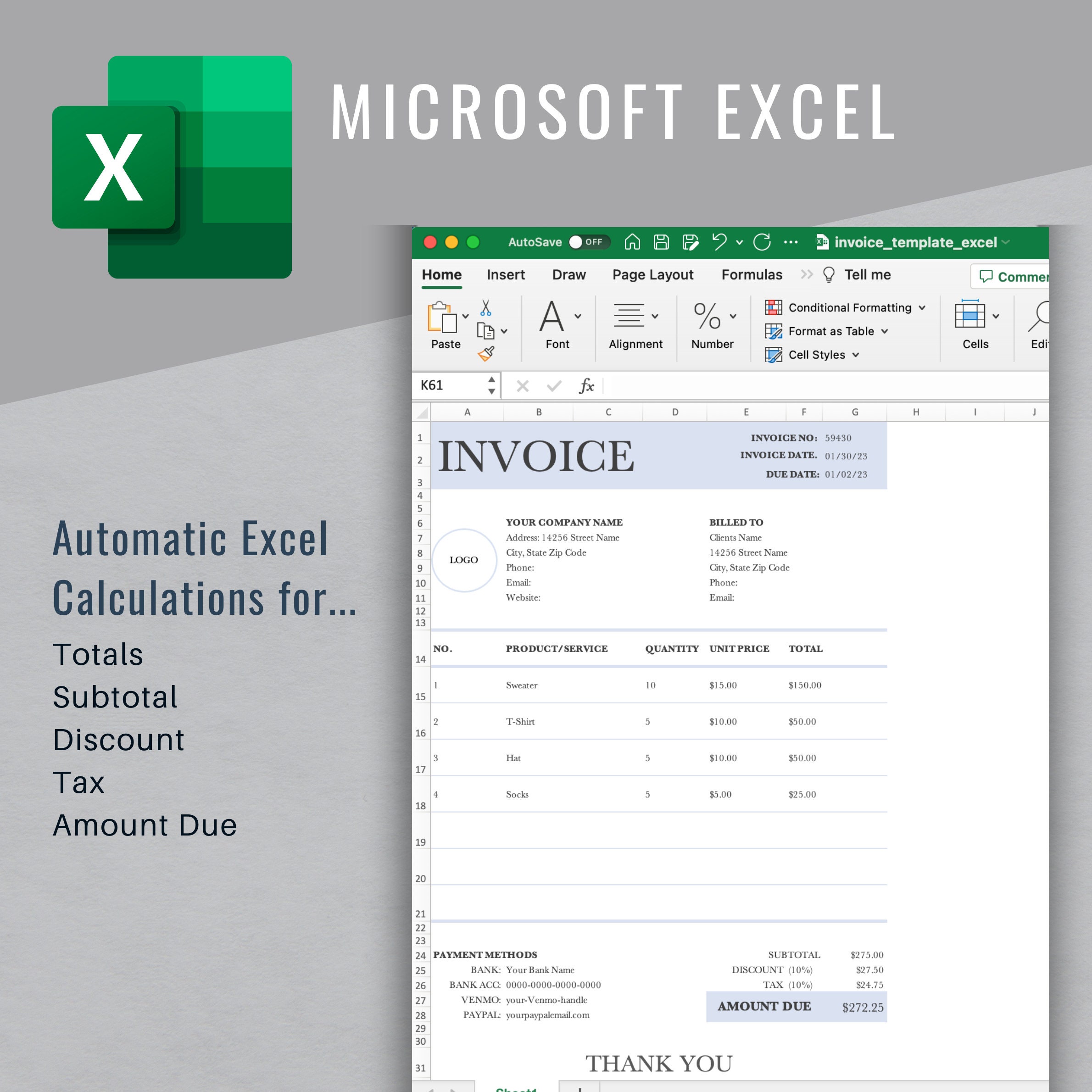 Invoice Template Modern And Professional Invoice Microsoft Word And
