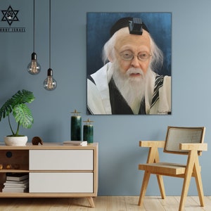 Rabbi Yosef Shalom Elyashiv | Unique Digital Hand-Drawn Portrait - Printed on 100% cotton canvas