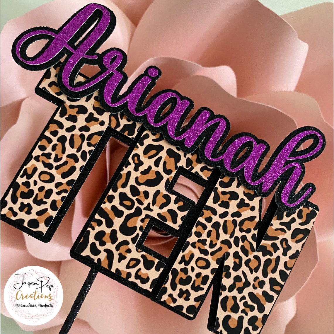 Animal Print Cake Topper Leopard Birthday Party Animal Print Etsy