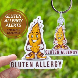 Gluten Allergy Alert Gluten-Free Gift Allergy Sufferers Celiac Disease Sticker Allergy Awareness Accessories Food Allergy Support Tag Gluten