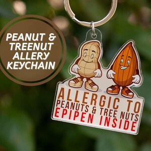 Porte-clés à l'intérieur des arachides et des noix allergiques Sensibilisation aux allergies alimentaires Serveur d'alerte médicale Allergies alimentaires anaphylactiques allergie aux noix