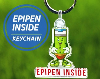 Epipen Inside Keychain Anaphylactic Food Allergies Awareness Bag Medical Alert Tag Keychain Back to School Kid Safety Food Allergy Awesomene