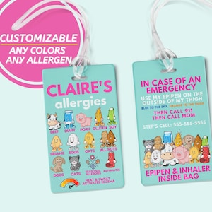 Medisch waarschuwingslabel voedselallergie Epipen Allergy Bag Tag Rugzaknaamlabel Medisch ID Kid Food Allergy Bag Tag Inhalator Alert Meerdere allergieën